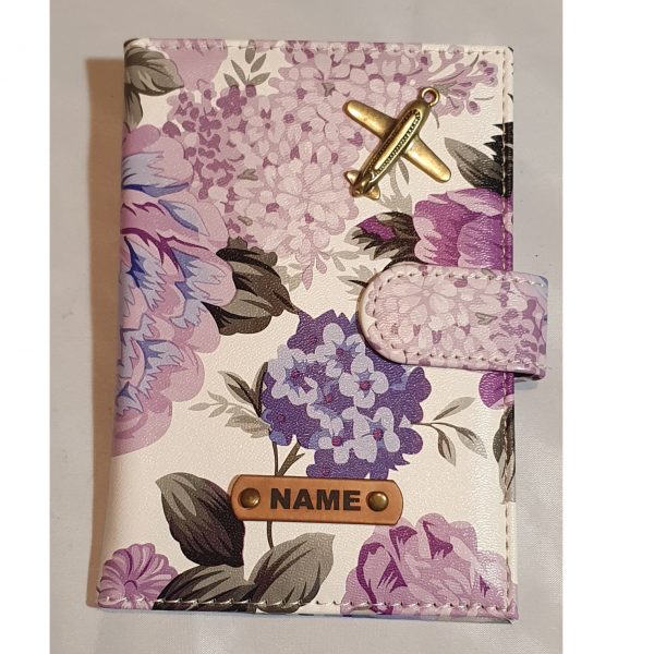Passport Cover with Lock (Flower PU Leather)