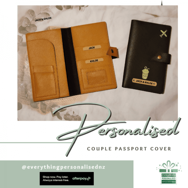 Couple Passport Holder Personalised Gift NZ. Custom Gift. Unique Gift. New Zealand. EVERYTHING PERSONALISED NZ