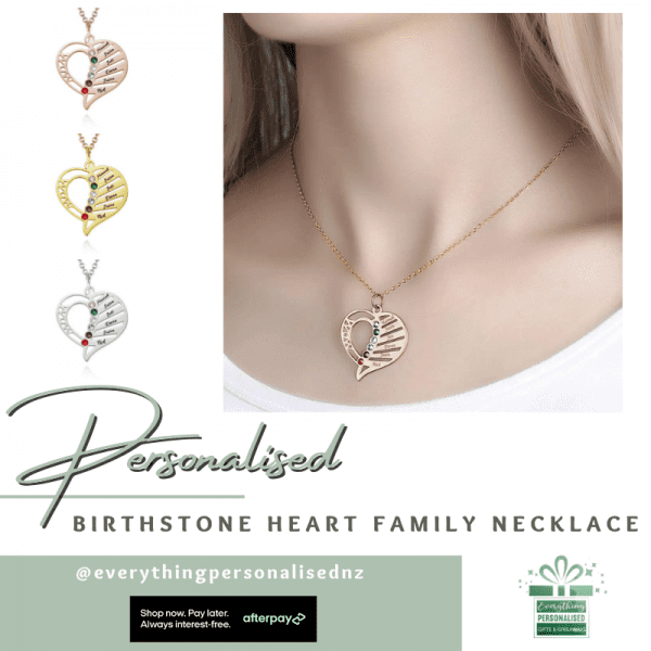 Birthstone Heart Family Necklace