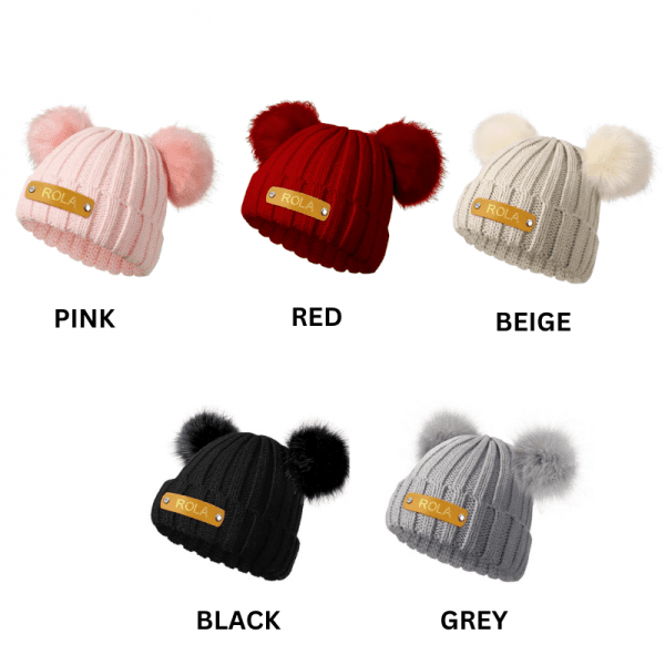 KIDS BEANIES LEATHER PATCH