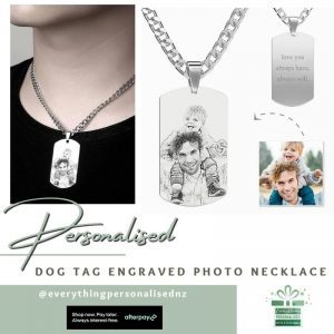 Dog Tag Engraved Photo Necklace
